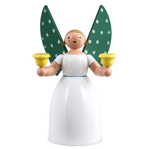 Angel holding candles, white, size 6
