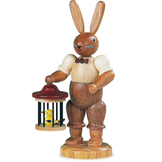 Easter bunny with bird cage, small natural