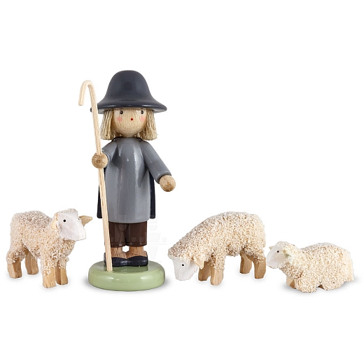 Shepherd with three sheeps