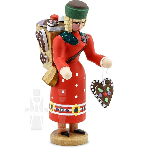 Gingerbread saleswoman with red skirt