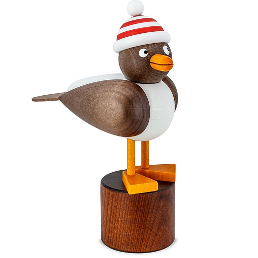 Seagull gray with striped hat red