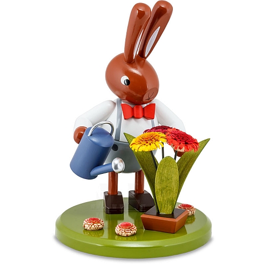 Hase mit Blumen und Gießkanne groß Serie 16 cm