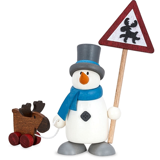 Schneemann Fritz mit Elch und Schild