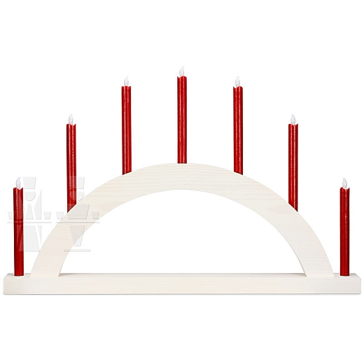 LED Round Arch with LED Candles white colored wood