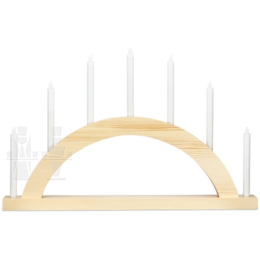 LED Round Arch with LED Candles natural wood