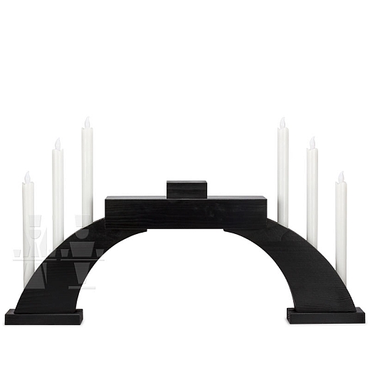 LED Candle Socket Arch with LED Candles and base black colored wood