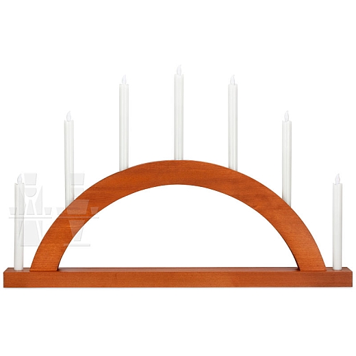 LED Round Arch with LED Candles walnut colored wood