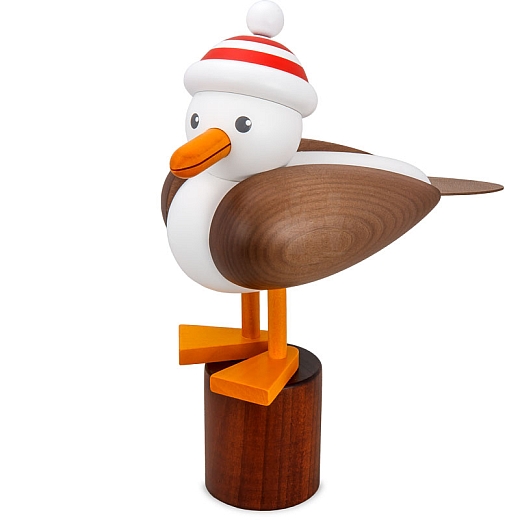 Seagull large grey with striped hat red