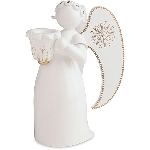 Angel white golden painted with Candle Holder