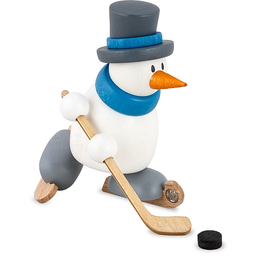 Schneemann Otto mit drehbarem Kopf beim Eishockey