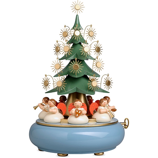 Music box with angels sitting under the tree