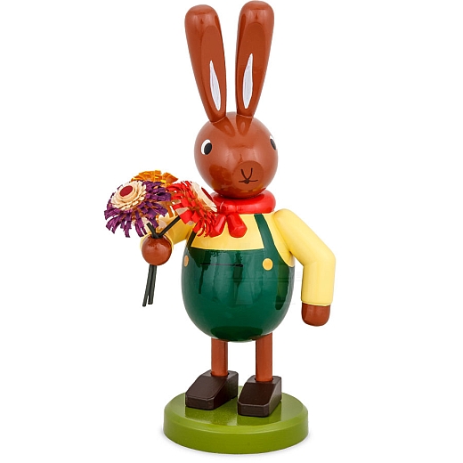 Easter Bunny with Bouquet and green pants 16 cm