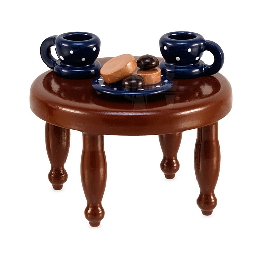 Coffee table with blue dishes from Ulmik