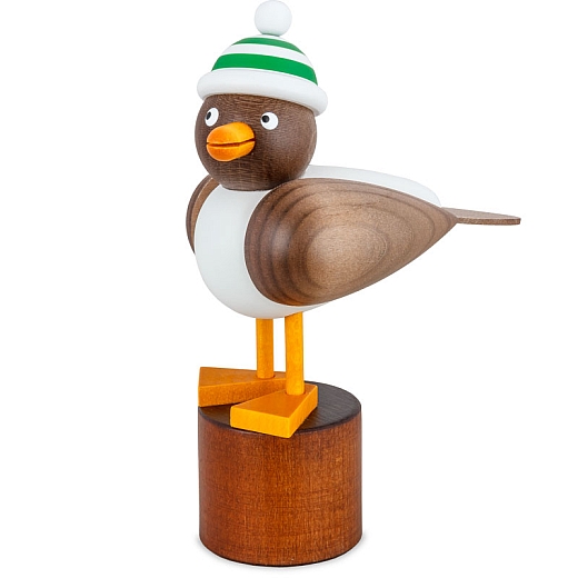 Seagull gray with striped hat green