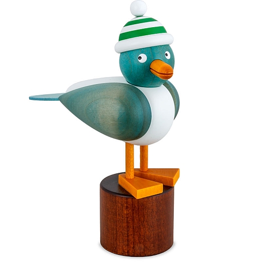 Seagull blue with striped hat green