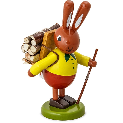 Hase mit Holztrage klein Serie 8 cm