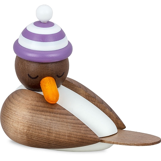 Sleeping Seagull gray with striped hat purple - white