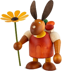 Maxi Hase rot mit Kiepe und Blume 24 cm