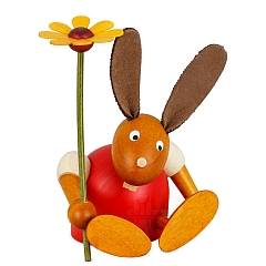 Easter Bunny red with flower seated