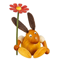 Easter Bunny yellow with flower seated