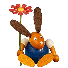 Easter Bunny blue with flower seated