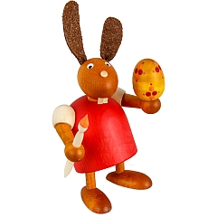 Easter Bunny red with paintbrush and egg
