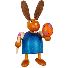 Easter Bunny blue with paintbrush and egg