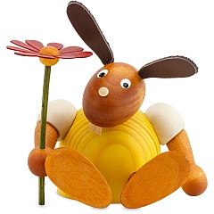 Easter Bunny yellow with flower seated