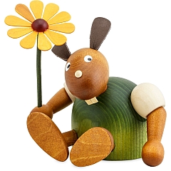 Easter Bunny green with flower seated