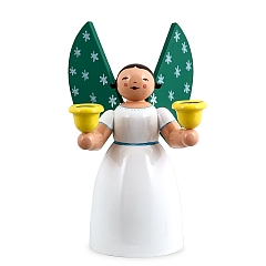 Angel holding candles, white, size 4