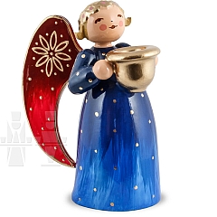 Angel with candleholder small blue