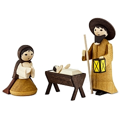 Maria and Joseph with crib small stained