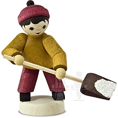 Boy with snow shovel • stained