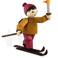 Night skier with torch • stained