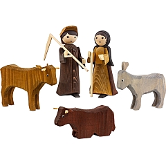 Farmers with 3 animals medium sized stained