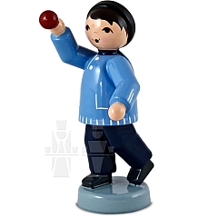 Boy with christmas ornaments, blue