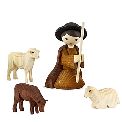 Shepherd with 3 sheep kneeing medium sized stained