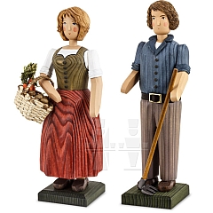 Pair of farmers with Hoe and Basket, large