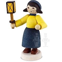 Night Hike Girl with short lantern stained