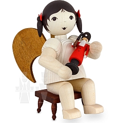 Loop Angel with Nutcracker sitting on stool stained