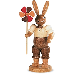 Easter bunny boy with wind wheel, small natural