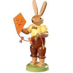Easter bunny with kite, small colored-stained