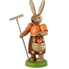 Easter bunny gardener girl, small colored-stained