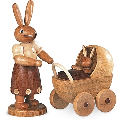 Easter bunny mother with buggy, small natural
