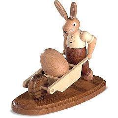 Easter bunny father with wheelbarrow, small natural