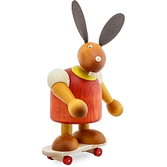 Maxi Hase rot mit Skateboard 24 cm