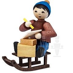 Christmas Post Boy on Sledge stained from Ulmik