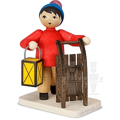 Boy with Sledge and Lantern stained from Ulmik