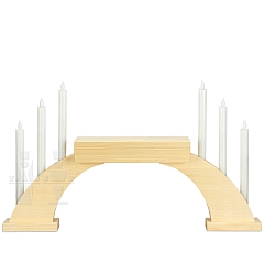 LED Candle Socket Arch with LED Candles and base natural wood