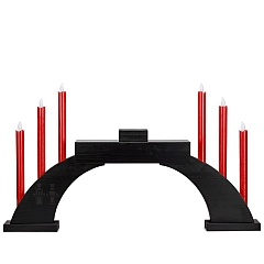 LED Candle Socket Arch with LED Candles and base black colored wood